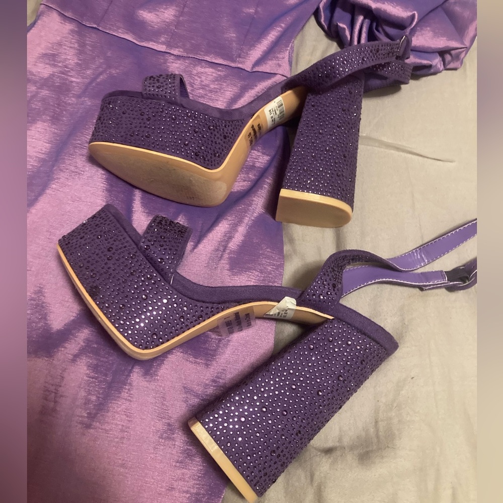 Purple Platform Heat Stone Heels